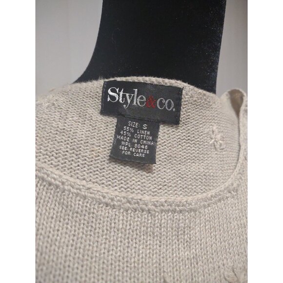 Style & Co Size S Pullover Sweater Vest  ~ Tank Beige, Embroidered - Picture 9 of 9